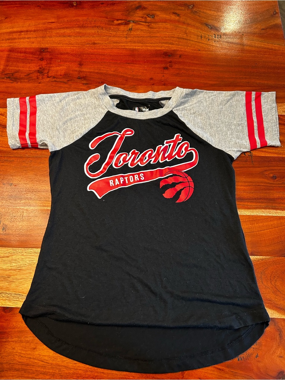 Toronto Raptors Raglan Tee - Black, Gray & Red